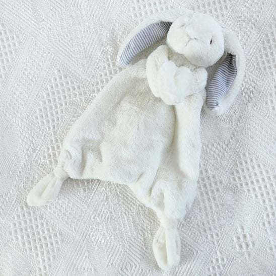 Doudou lapin doux blanc pour bébé adapté dès la naissance