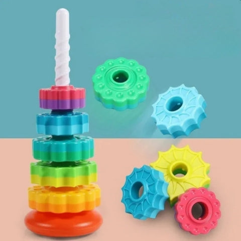 Jouet bebe tour à empiler rotative multicolore éveil motricité