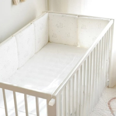 tour de lit bebe coton motif elephant fond blanc