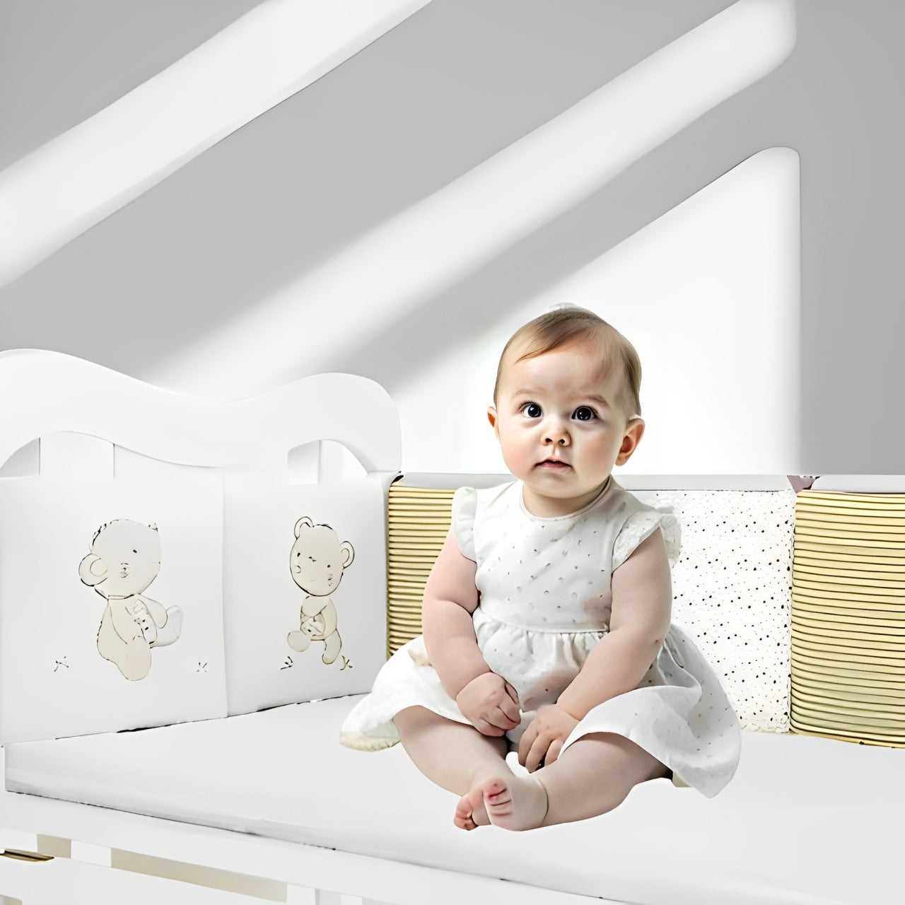 tour de lit bebe fille assise lit barreaux securite