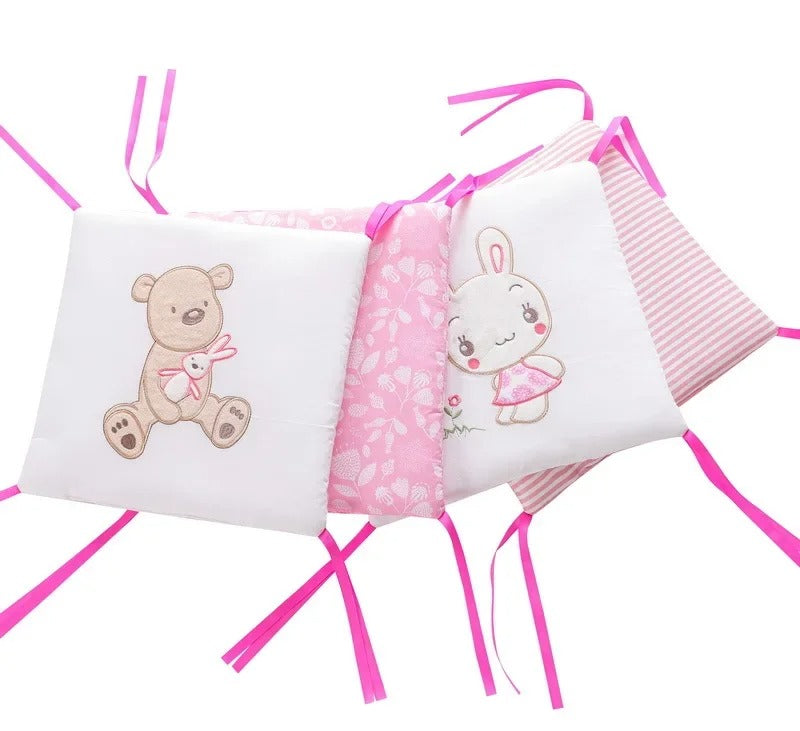 tour de lit bebe fille rose respirant coton