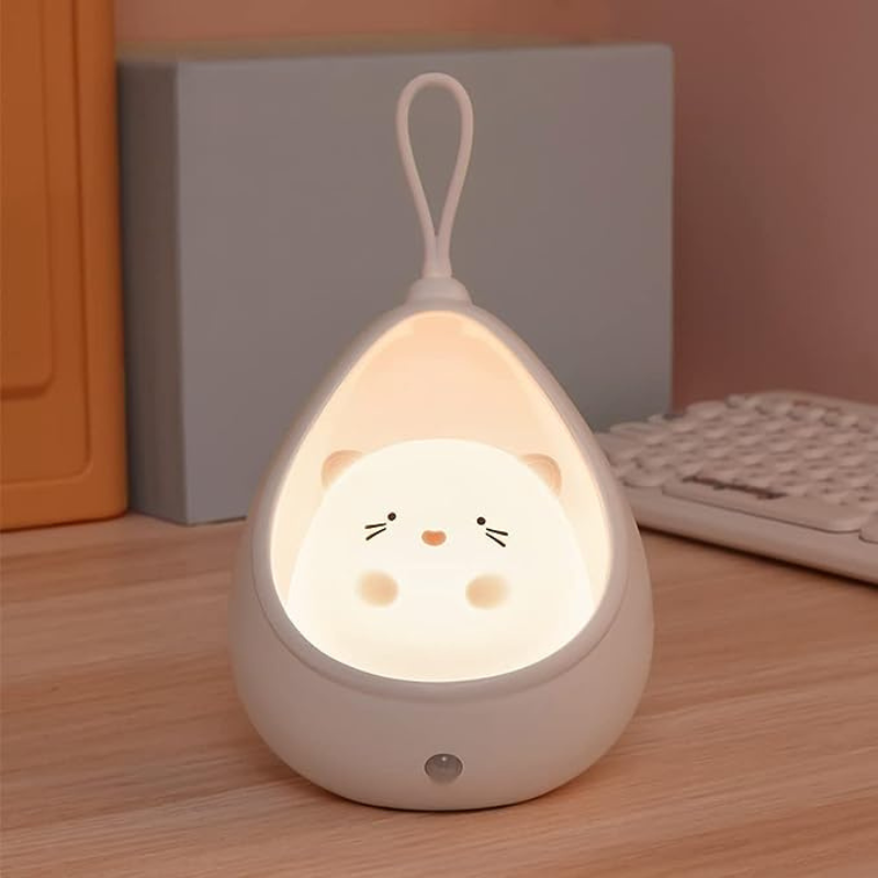Veilleuse bébé détecteur de mouvement chat blanc