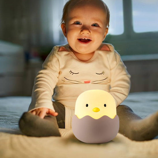 veilleuse bebe poussin reaction bebe heureux