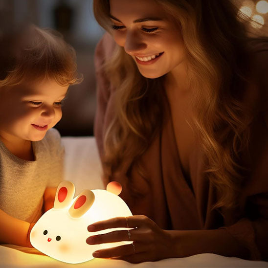 Veilleuse lapin LED premier âge avec maman et bébé