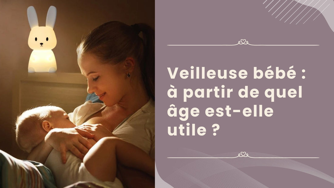 Maman allaitant bébé éclairée par une veilleuse lapin