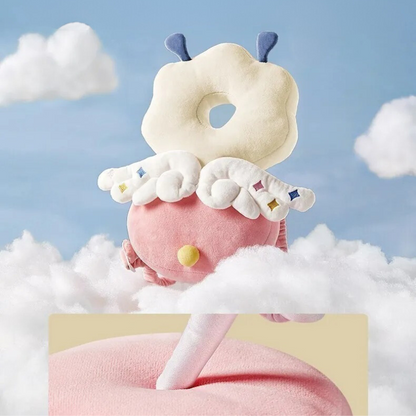 Coussin bebe ange rose et blanc en velours