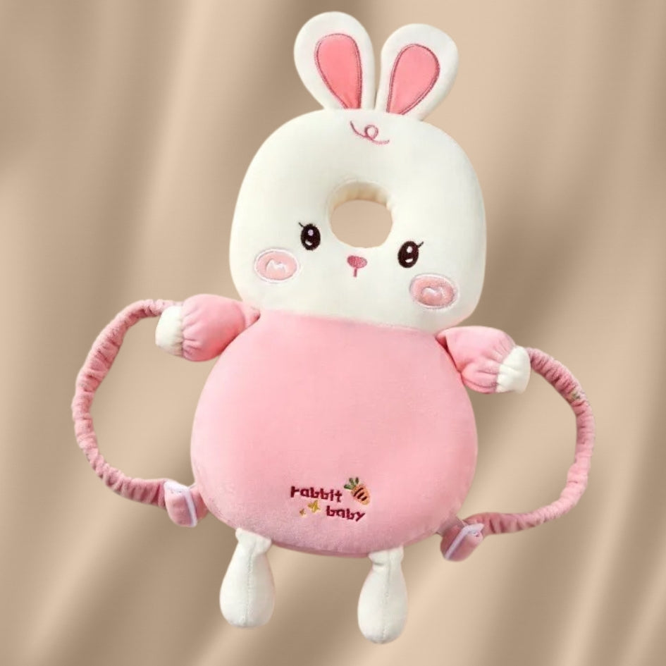 Coussin bebe lapin blanc rose protection tête