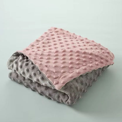 Couverture bebe coton minky gris et rose pour bébé fille