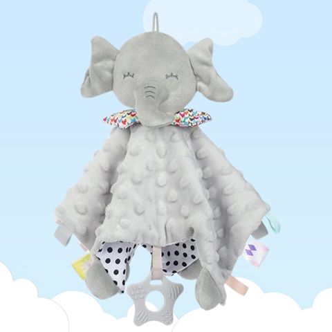 Doudou éléphant doux avec anneau de dentition