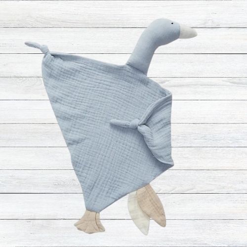 Doudou oie gris en gaze de coton pour bébé
