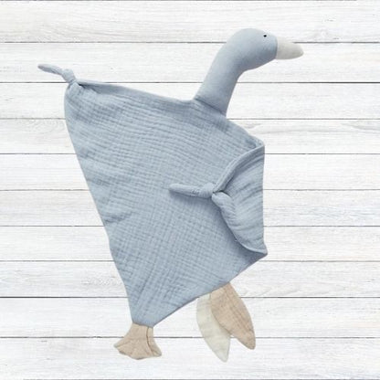 Doudou oie gris en gaze de coton pour bébé