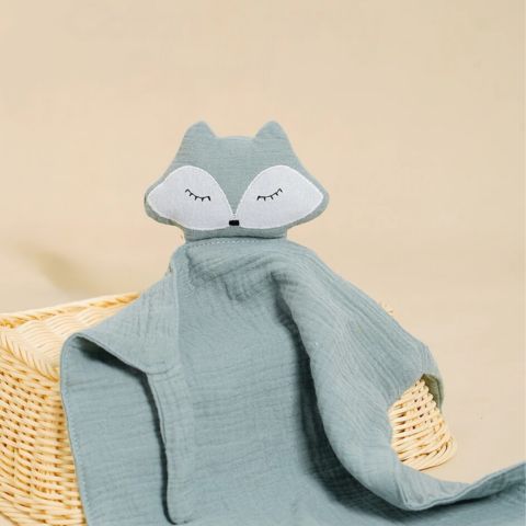 Doudou renard tissu doux en coton