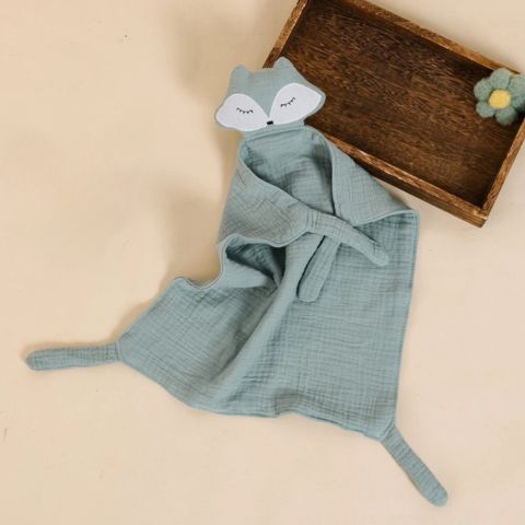 Doudou renard vert en gaze de coton