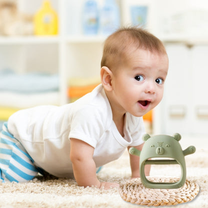 Gant de dentition vert anti-douleur pour bébé