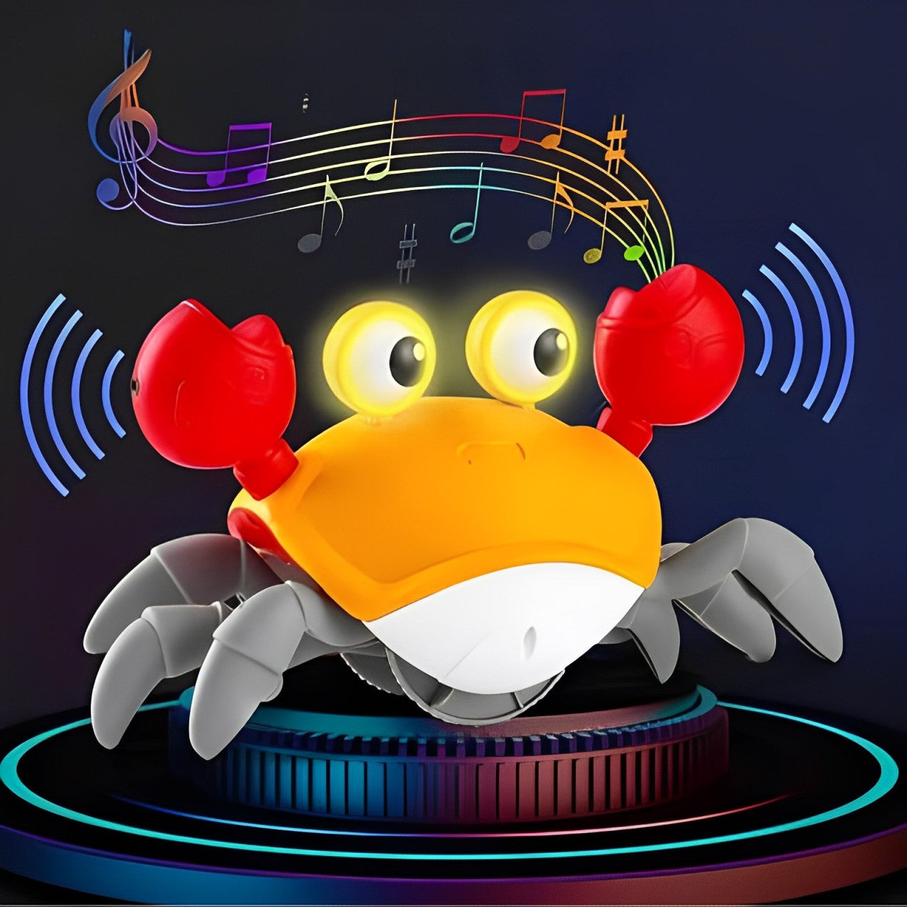 Jouet bebe crabe interactif orange musical rechargeable USB