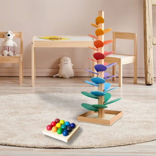Jouet en bois bébé arbre musical arc-en-ciel Montessori