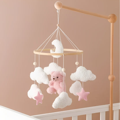 Mobile bebe fille aux teintes pastel rose et blanc