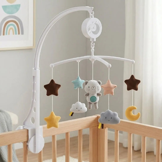 Mobile musical bébé suspensions étoiles nuages lune et ours