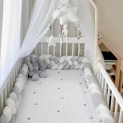 Tresse de lit bébé 4 brins sécurisante adaptée aux lits à barreaux, protection anti-choc.