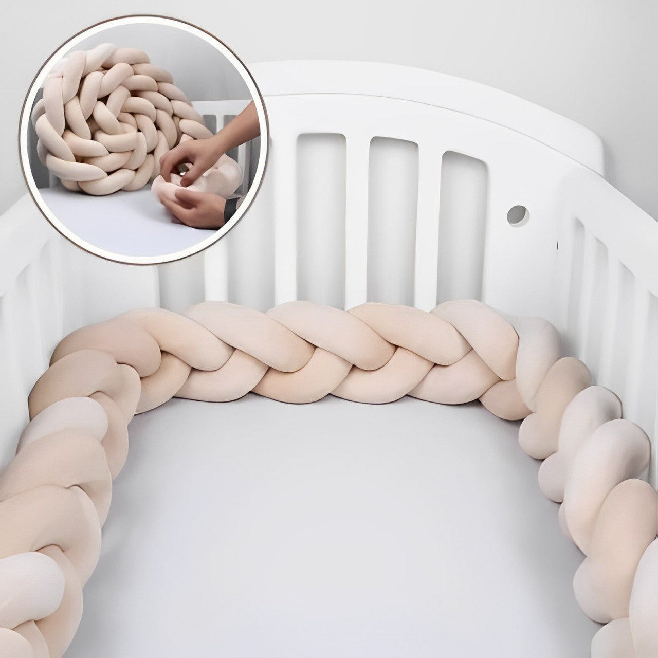 tresse-de-lit-beige-protection-lit-bebe-fait-main