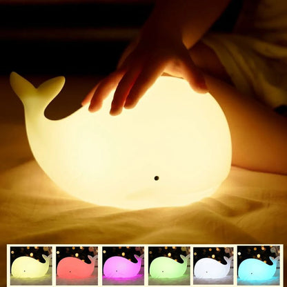 Veilleuse bébé forme baleine tactile LED multicolore USB