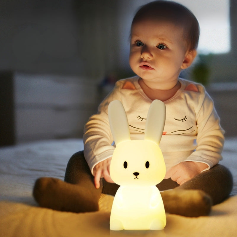 Veilleuse bébé LED lapin sécurisée et douce