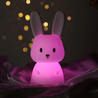 Veilleuse bébé lapin en silicone LED rose