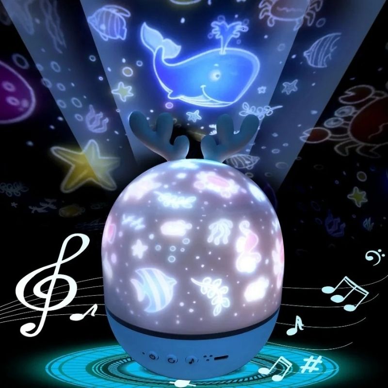 Veilleuse musicale bébé projette un monde marin au plafond