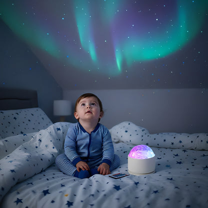 Veilleuse projection rotative captivant bébé émerveillé

